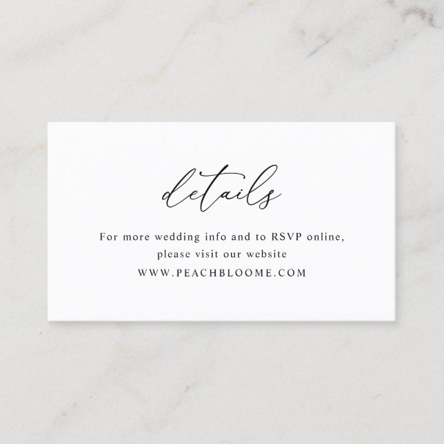 Carte de détails de petit Mariage noir et blanc si (Devant)