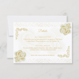 Carte de détails de rose en or blanc royal élégant