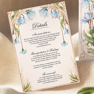 Carte de détails du boîtier Mariage floral bleu cl