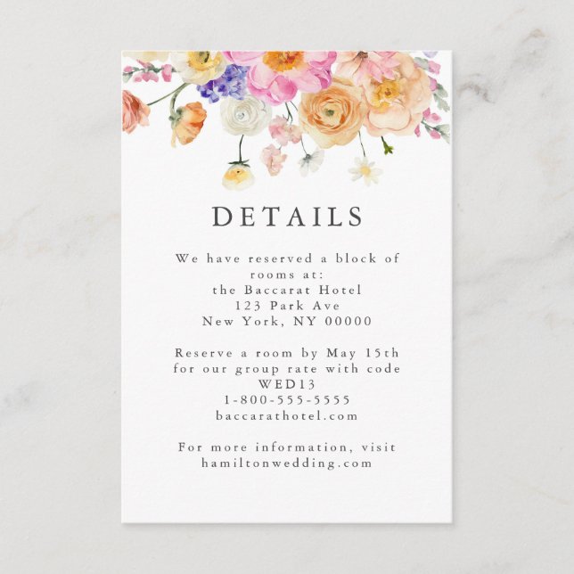 Carte de détails du Mariage botanique floral brill (Devant)