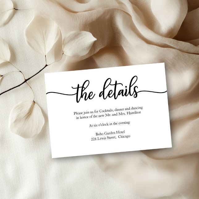 Carte de détails du Mariage Calligraphie simple (Créateur téléchargé)