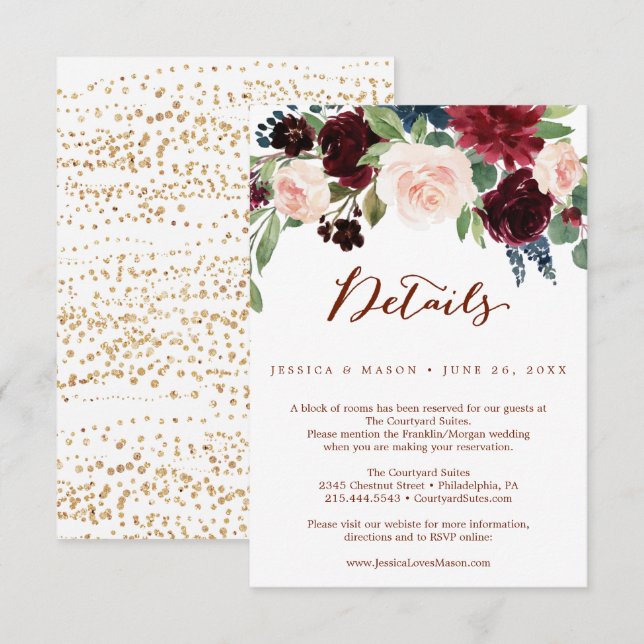Carte de détails du Mariage Citrouille d'automne (Devant / Derrière)