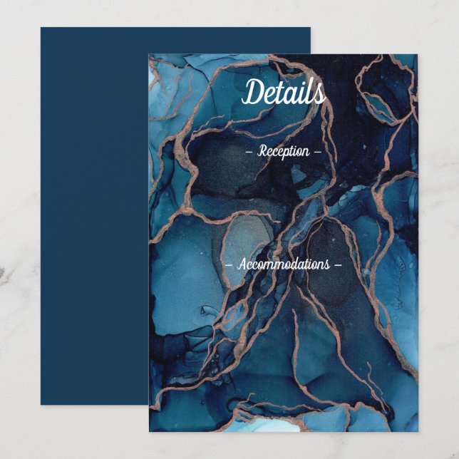 Carte de détails du Mariage d'Agate Bleu et Cuivre (Devant / Derrière)