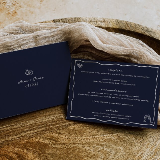 Carte de détails du Mariage de doodle à main lunai (Créateur téléchargé)