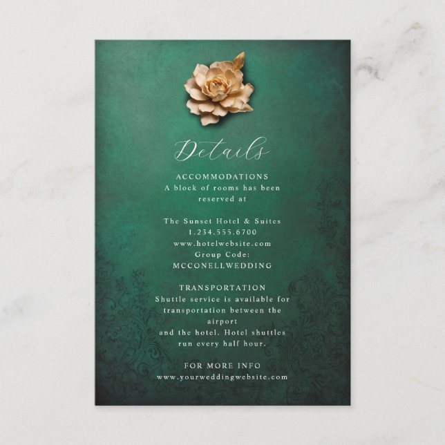 Carte de détails du mariage de fleur métallique ru (Devant)