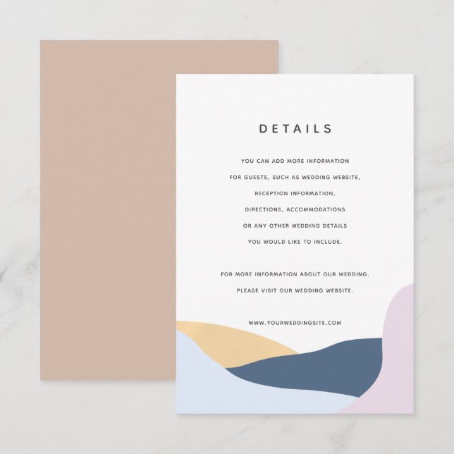 Carte de détails du Mariage de formes Abstraites m (Devant / Derrière)