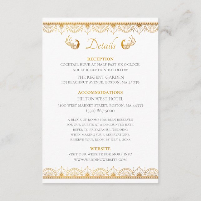 Carte de détails du Mariage de l'ethnie Motif indi (Devant)