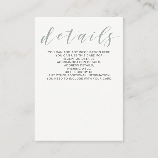 Carte de détails du Mariage Dusty Blue Floral (Devant)