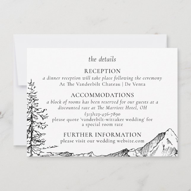 Carte de détails du Mariage extérieur Rustic Mount (Devant)