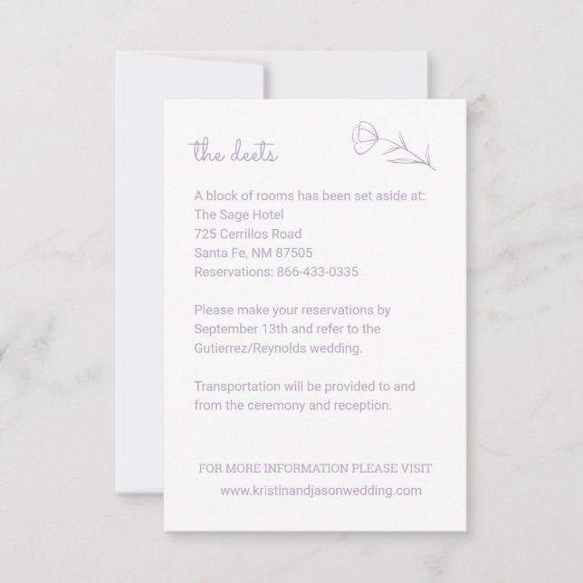 Carte de détails du Mariage fleur sauvage avec cod (Devant)