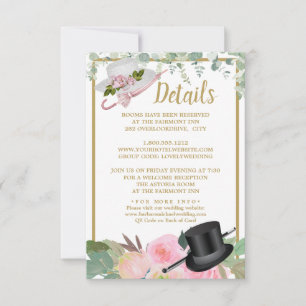 Carte de détails du Mariage floral romantique rose