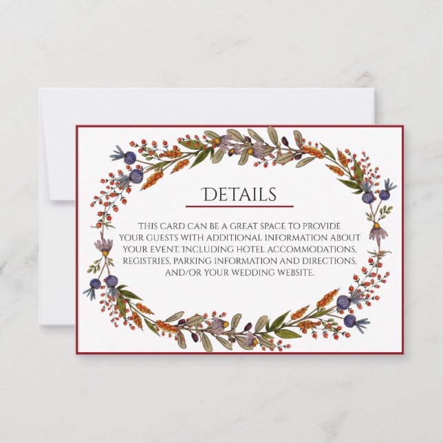 Carte de détails du Mariage Foliage d'automne (Devant)