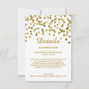 Carte de détails du Mariage Gold Faux Parties scin