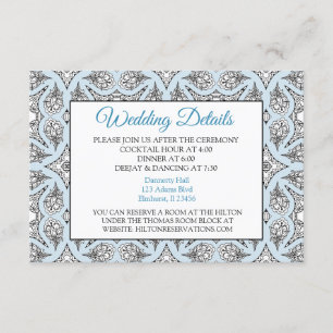 Carte de détails du Mariage Mandala noir et bleu