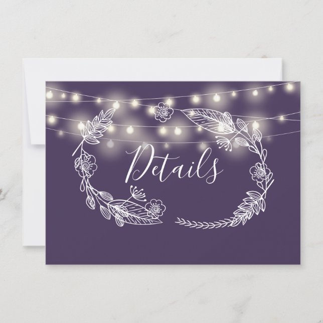 Carte de détails du Mariage Purple String Lights (Devant)