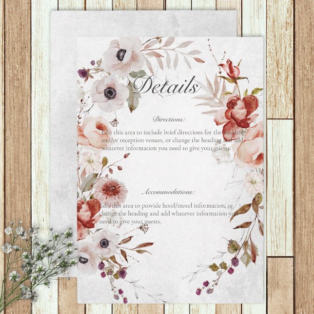 Carte de détails du Mariage romantique rose blanc  (Créateur téléchargé)
