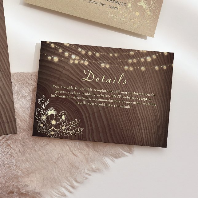 Carte de détails du Mariage Rustic Wood String Lig (Créateur téléchargé)
