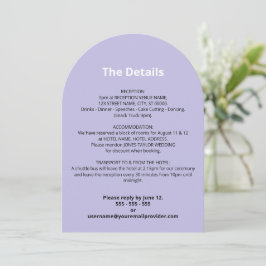 Carte de détails du Mariage violet clair