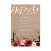 CARTE DE DÉTAILS | Élégant Boho Floral Rustique An