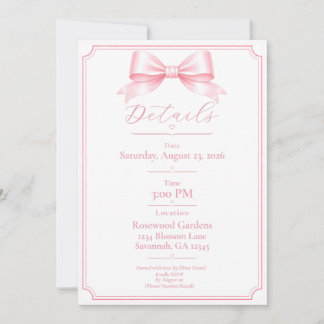 Carte de détails élégante et rose pour la douche d