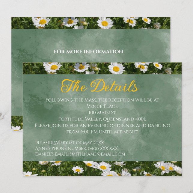 Carte de détails Green Daisy Landcape (Devant / Derrière)