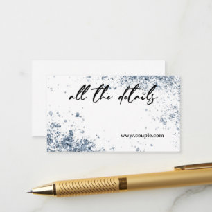 Carte de détails Mariage bleu poussiéreux minimal