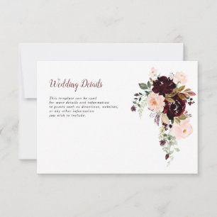 carte de détails mariage bordeaux et roux