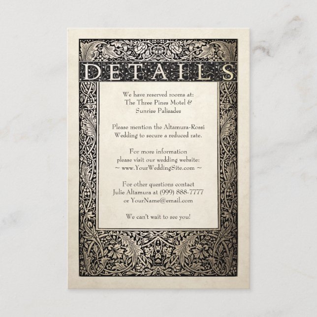 Carte de détails mariage | Collection Ivy de Champ (Devant)
