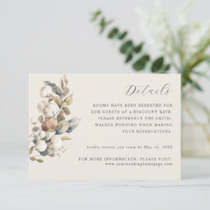 Carte de détails mariage Cotton & Eucalyptus