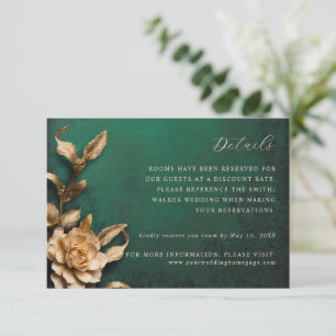 Carte de détails mariage de fleurs métalliques or
