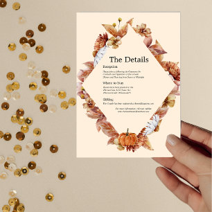 Carte de détails Mariage de Modern Fall Orange BOH