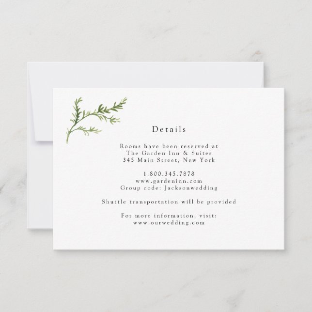 Carte de détails Mariage de verdure simple (Devant)