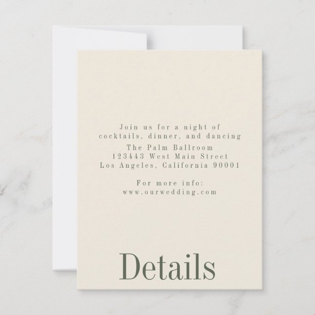 Carte de détails Mariage d'été industriel (Devant)