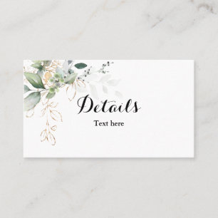 Carte de détails mariage Eucalyptus vert
