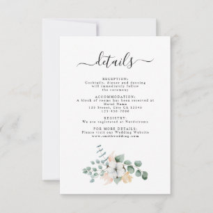 Carte de détails Mariage Farmhouse Cotton Eucalypt