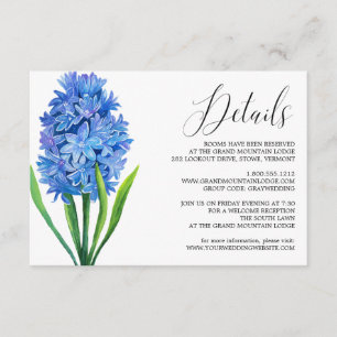 Carte de détails Mariage Flower Blue Hydrangea
