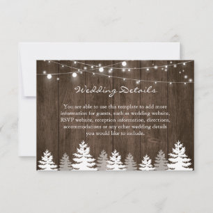 Carte de détails Mariage Rustic Wood Pine Trees