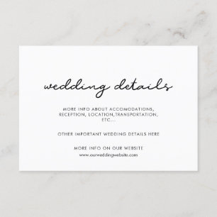 Carte de détails mariage simple