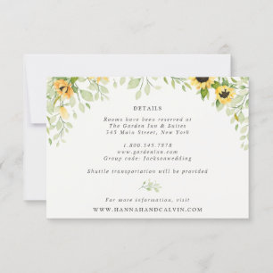 Carte de détails Mariage Sunflower and Greenery