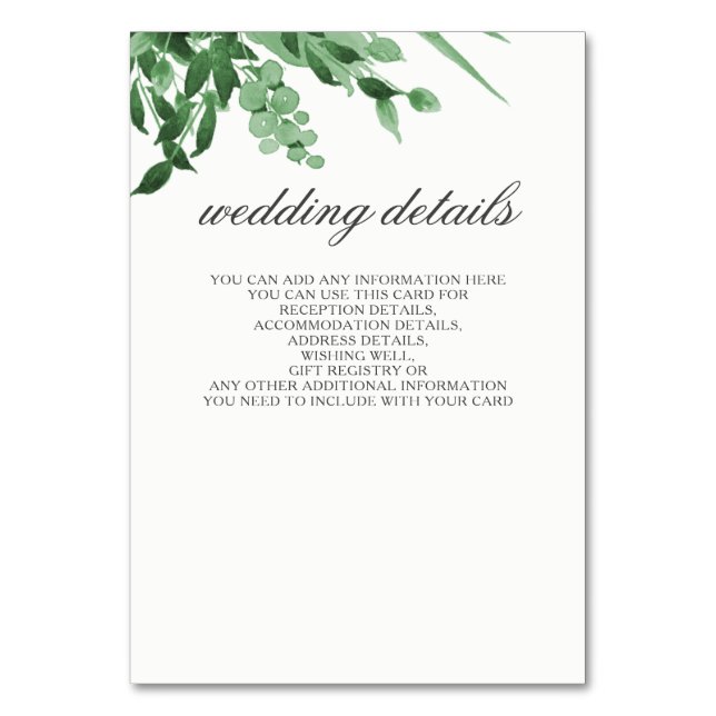 carte de détails mariage verdure (Par défaut)