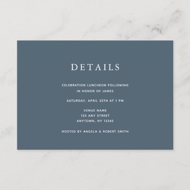 Carte de détails Marine Blue & Gold Bar Mitzvah (Devant)