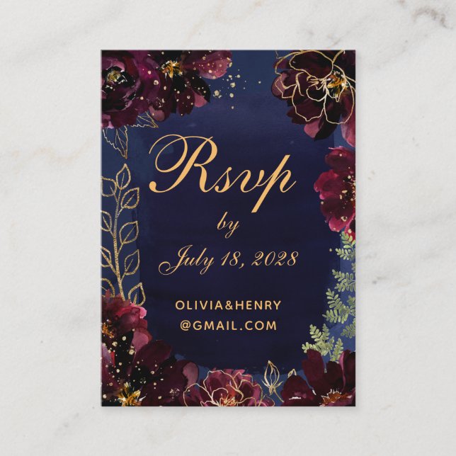 Carte de détails Marine Bordeaux Online RSVP (Devant)