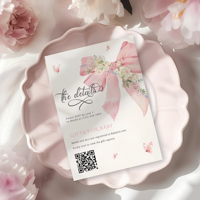 Carte de détails pour la Baby Shower "Baby In Bloo (Créateur téléchargé)
