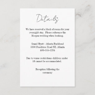 Carte de détails pour tout mariage