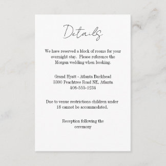Carte de détails pour tout mariage