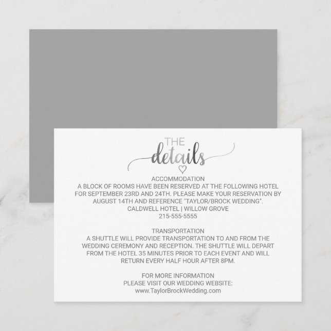 Carte de détails sur la calligraphie à huile d'arg (Devant / Derrière)
