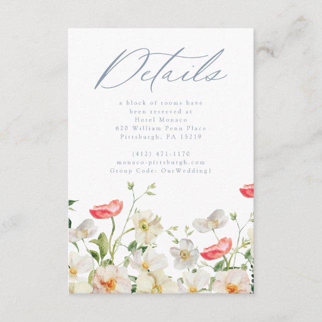 Carte de détails sur le Mariage d'aquarelle Spring (Devant)