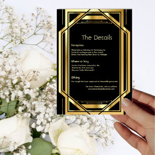 Carte de détails Vintage Art Déco Gold