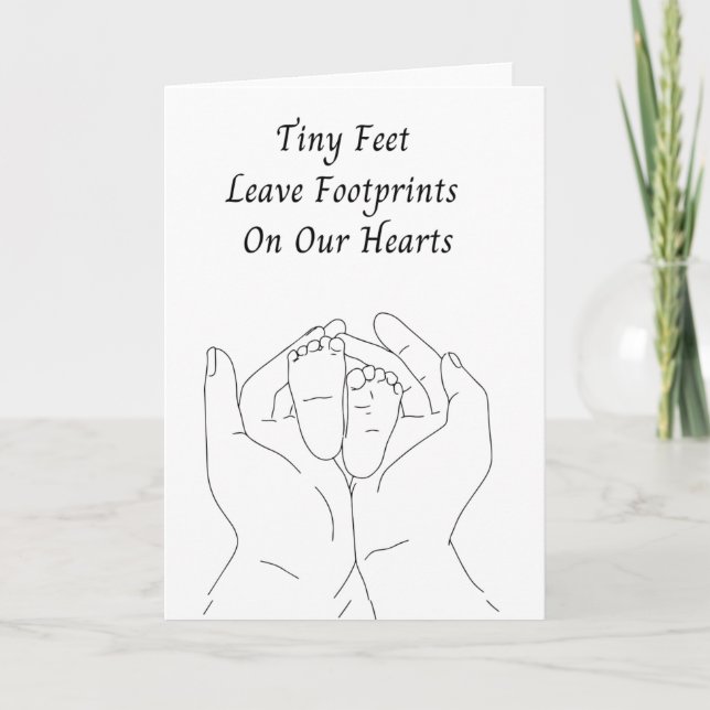 Carte de deuil pour bébé aux petits pieds  (Devant)
