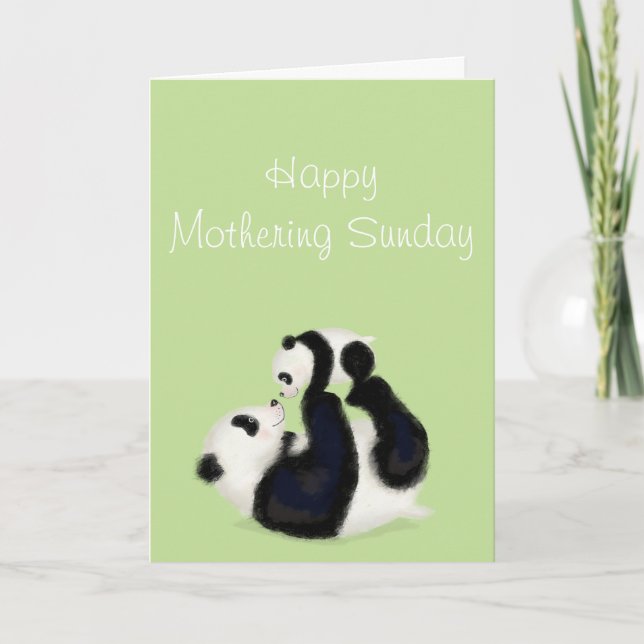 Carte de dimanche Panda et petit Mothering (Devant)
